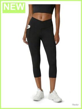 Capri Leggings High Waisted Crossover Nylon Spandex 4 Way Stretch Yoga Pants